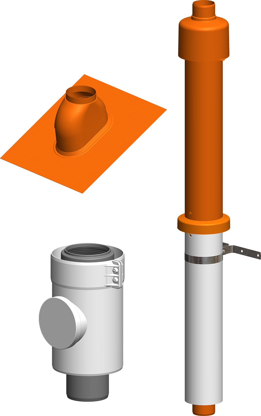 Cosmo / ATEC Dachdurchführung konzentrisch 60 / 100 Schrägdach Rot