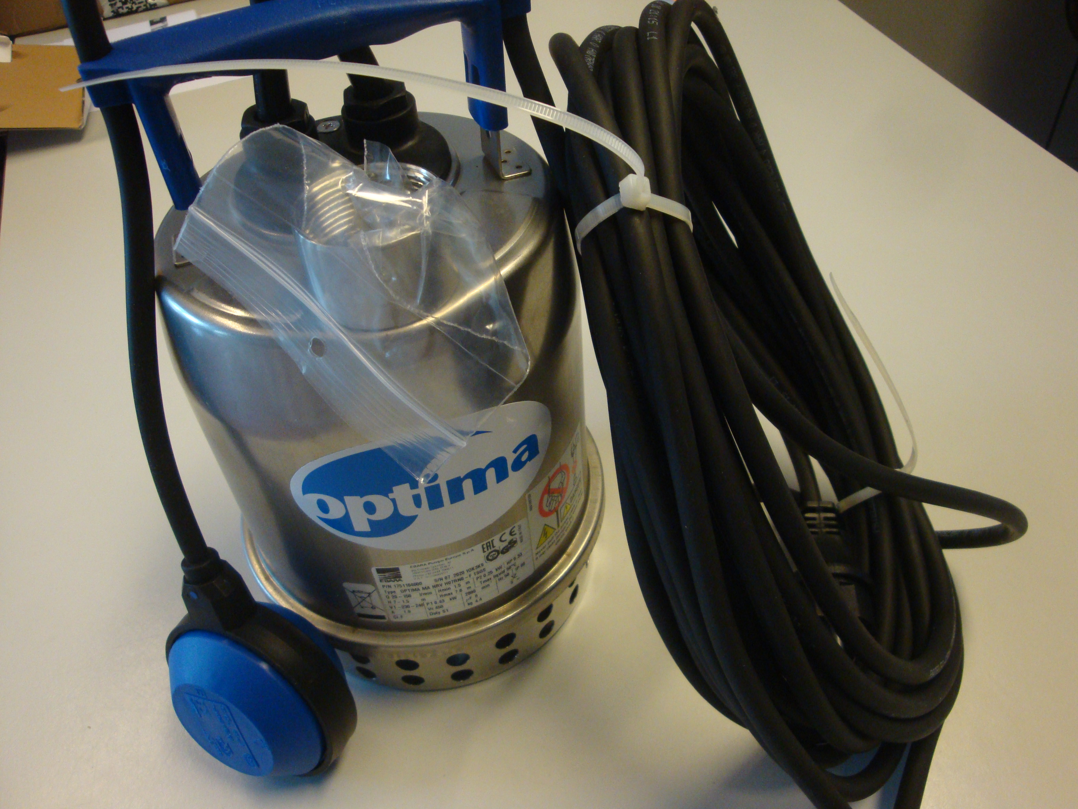 Ebara Optima MA Edelstahl Schmutzwasser Tauchpumpe mit Schwimmerschalter