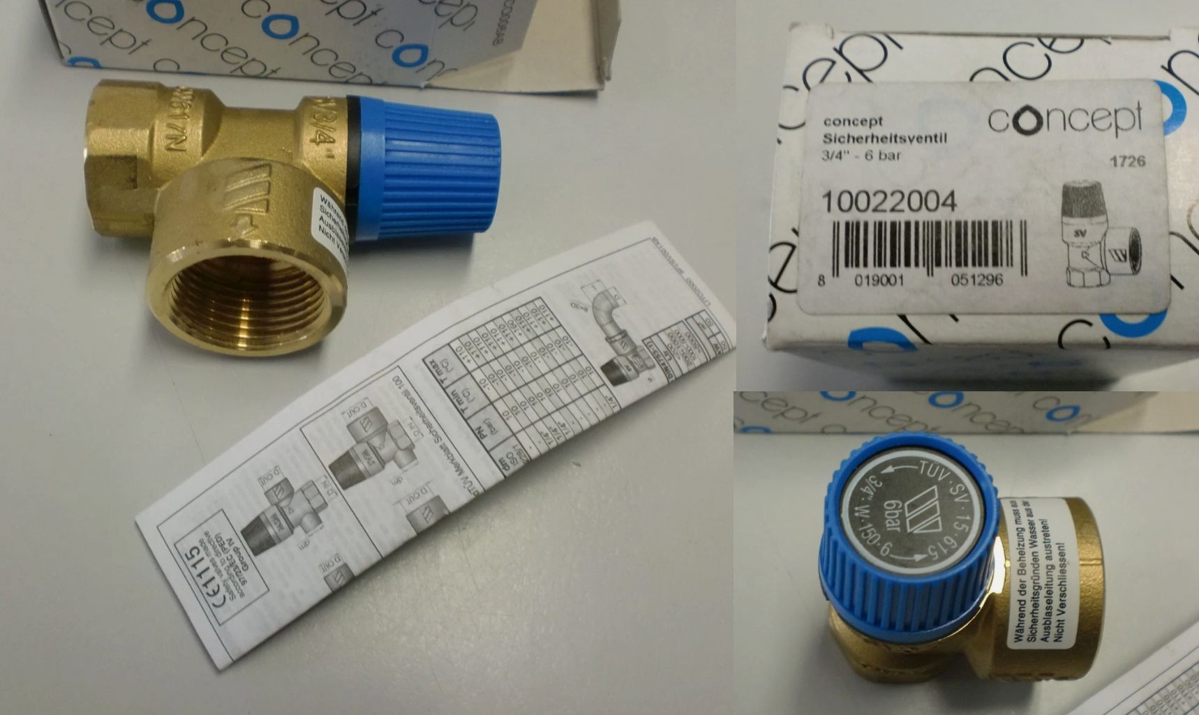 Concept ( Watts ) Membran Sicherheitsventil Wasser SVW 3/4" x 1" 6 bar bis 100kW Trinkwasser