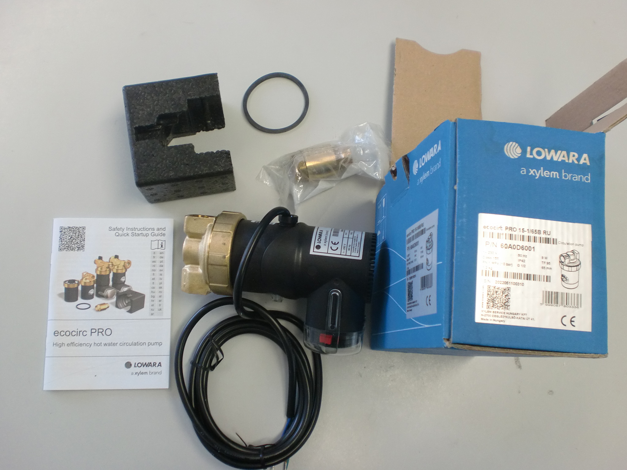 Xylem Lowara Ecocirc Pro 15-1/65B RU Zirkulationspumpe mit Uhr und Regelthermostat