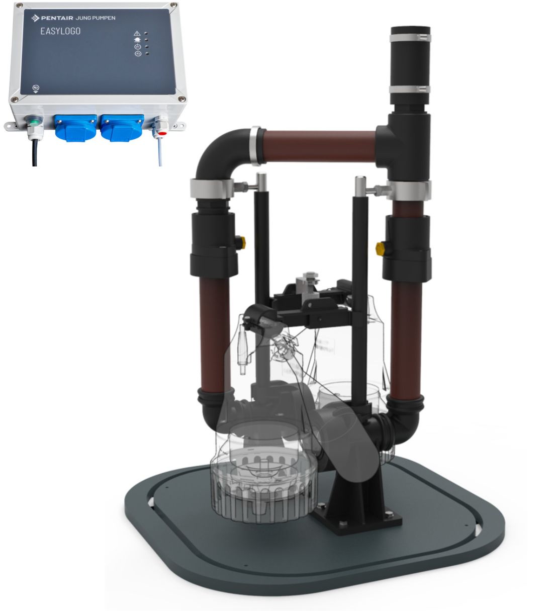 Jung Einbauset Easyfix 32 Duo für Doppelpumpenanlage mit Steuerung JP50307