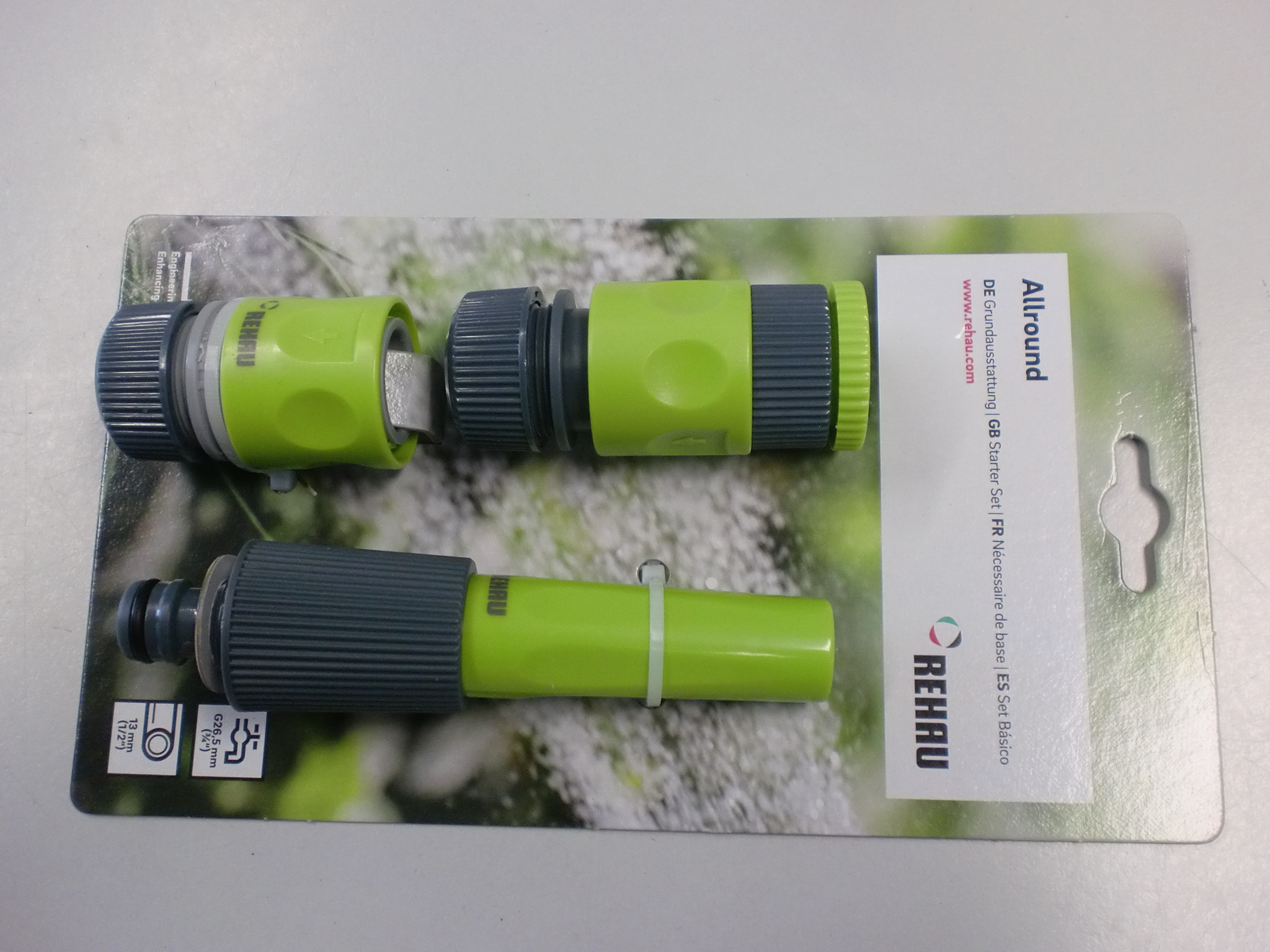 Rehau Start Set Gartenspritze Hahnstecker Schlauchkupplung 5 teilig f. 1/2" Schlauch