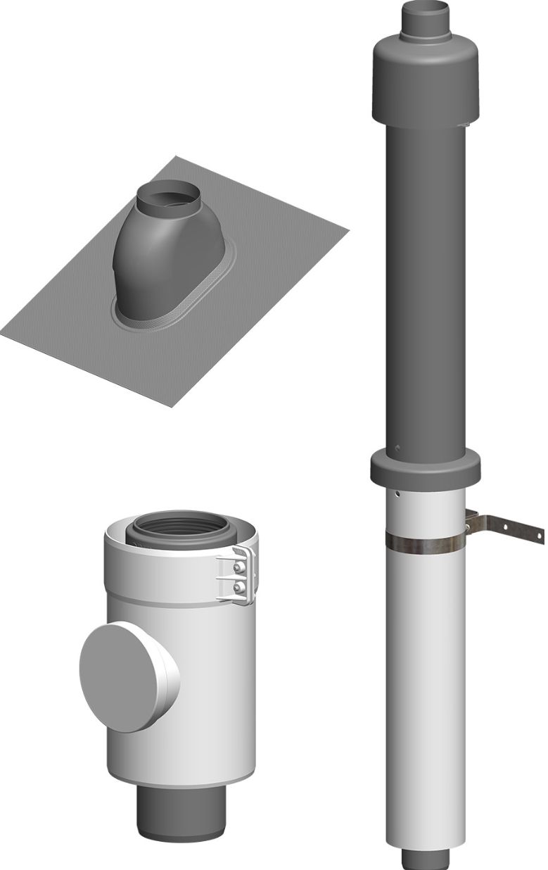Cosmo / ATEC Dachdurchführung konzentrisch 60 / 100 Schrägdach Schwarz
